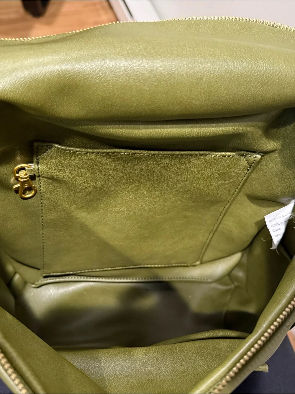 Fawn Design Olive Faux-Leather Backpack Mini with Gold Hardware